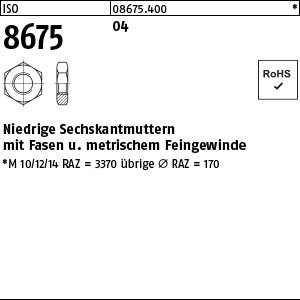 Reyher ISO 8675 04 Niedrige Sechskantmuttern mit Fasen und metrischem Feingewinde Produktbild img1 L