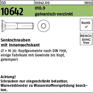 ISO 10642 010.9 M 10 x 110 galv. verzinkt A2F getempert gal Zn VE=S Produktbild img1 L