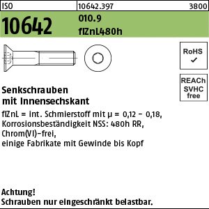 Reyher ISO 10642 010.9 flZnL 480h (zinklamellenbesch.) Senkschrauben mit Innensechskant Produktbild img1 L
