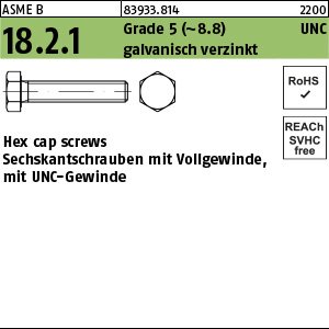ART 83933 Hex cap screws Grade 5 gal Zn 3/4 - 10 UNC x 2 1/4 (57 mm) gal Zn VE=S Produktbild img1 L