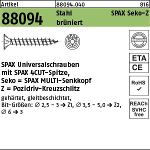 ART 88094 SPAX St. 4,5 x 30/24 -Z Wellenschliff, brüniert, SEKO brün VE=S Produktbild img1 L