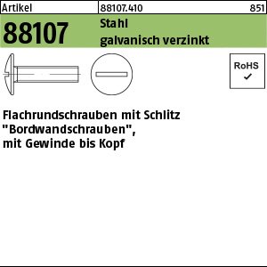 ART 88107 Bordwandschr. St. M 6x20 K 16 galv. verzinkt, ohne Mutter gal Zn VE=S Produktbild img1 L