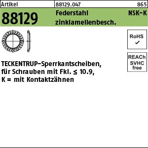 Reyher Artikel 88129 Federstahl Form K zinklamellenbesch. TECKENTRUP-Sperrkantscheiben NSK für Fkl. bis 10.9, mit Kontaktzähnen Produktbild img1 L