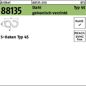 Reyher Artikel 88135 Stahl Typ 45 galvanisch verzinkt S-Haken Typ 45 Produktbild img1 L