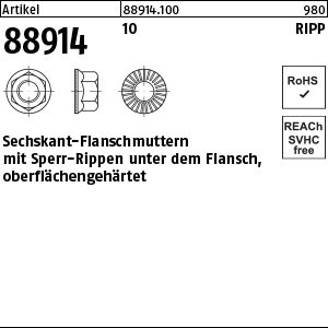 Reyher ART 88914 Sechskantmu. Kl. 10 m. Sperr-Ripp, M 12 VE=S Produktbild img1 L