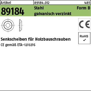 ART 89184 Senkscheiben CE Stahl Typ B 10 galv. verzinkt gal Zn VE=S Produktbild img1 L