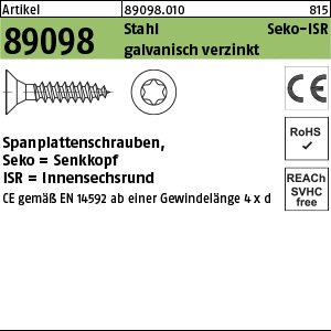 ART 89098 Spanplattenschr. Seko CE St. 3 x 35 -T10 galv. verzinkt gal Zn VE=S Produktbild img1 L