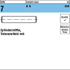Reyher DIN 7 A 4 m6 Zylinderstifte, Toleranzfeld m6 Produktbild img1 L