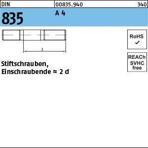 Reyher DIN 835 A 4 Stiftschrauben, Einschraubende = 2 d Produktbild img1 L