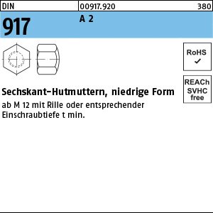Reyher DIN 917 A 2 Sechskant-Hutmuttern, niedrige Form Produktbild img1 L