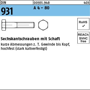 DIN 931 A 4-80 M 10 x 140 A 4-80 VE=S Produktbild img1 L