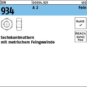 Reyher DIN 934 A 2 Fein Sechskantmuttern mit metrischem Feingewinde Produktbild img1 L