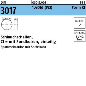 Reyher DIN 3017 1.4016 (W2) Form C1 Schlauchschellen, mit Rundbolzen, einteilig Produktbild img1 L