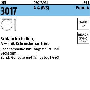 Reyher DIN 3017 A 4 (W5) Form A Schlauchschellen, mit Schneckenantrieb Produktbild img1 L