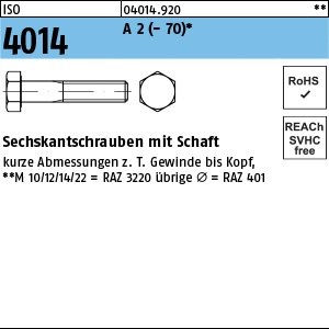 ISO 4014 A 2 -70 M 20 x 200 A 2 VE=S Produktbild img1 L