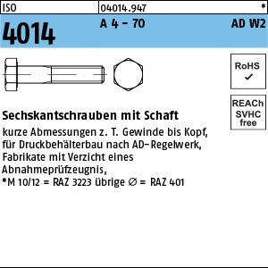 ISO 4014 A 4-70 M 24 x 100 AD-W7/2 A 4-70 VE=S Produktbild img1 L