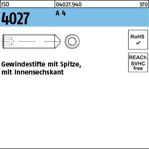 Reyher ISO 4027 A 4 Gewindestifte mit Spitze und Innensechskant Produktbild img1 L