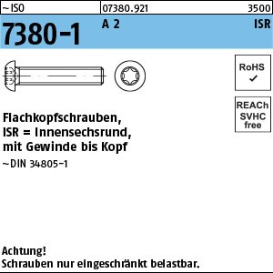 Reyher ~ISO 7380-1 A 2 ISR Flachkopfschrauben mit Innensechsrund Produktbild img1 L