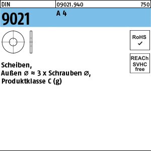 Reyher DIN 9021 A 4 Scheiben, Außen Ø ~3 x Schrauben Ø, Produktklasse C Produktbild img1 L