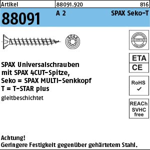 Reyher Artikel 88091 A 2 SPAX Seko-T SPAX Universalschrauben mit Spitze, SPAX MULTI-Senkkopf, T-STAR Produktbild img1 L