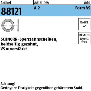 Reyher Artikel 88121 A 2 Form VS SCHNORR-Sperrzahnscheiben, beidseitig gezahnt Produktbild img1 L