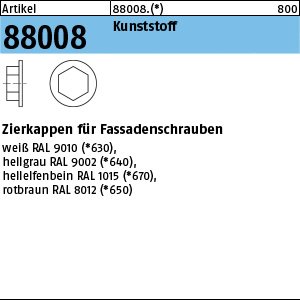 ART 88008 Kappen f. Fassadenschr. SW 3/8 Ø 19 h. elfenbein, RAL 1015 VE=S Produktbild img1 L