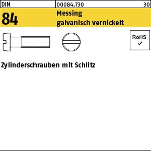 Reyher DIN 84 Messing galvanisch vernickelt Zylinderschrauben mit Schlitz Produktbild img1 L