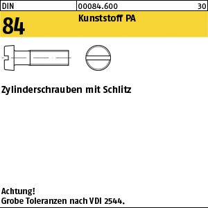 Reyher DIN 84 Kunststoff PA Zylinderschrauben mit Schlitz Produktbild img1 L