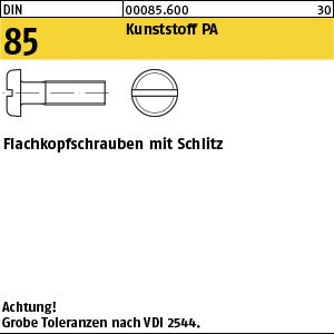 Reyher DIN 85 Kunststoff PA Flachkopfschrauben mit Schlitz Produktbild img1 L
