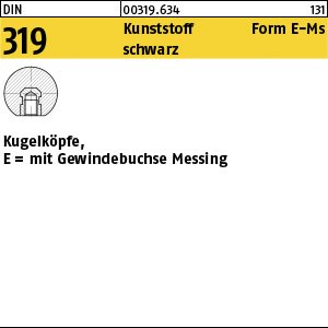 Reyher DIN 319 Kunststoff Form E-Ms schwarz Kugelköpfe, E = mit Gewindebuchse Messing Produktbild img1 L