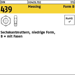 Reyher DIN 439 Messing Form B Sechskantmuttern, niedrige Form, mit Fasen Produktbild img1 L