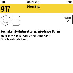 Reyher DIN 917 Messing Sechskant-Hutmuttern, niedrige Form Produktbild img1 L