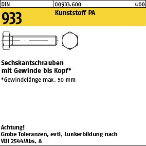 Reyher DIN 933 Kunststoff PA Sechskantschrauben mit Gewinde bis Kopf Produktbild img1 L
