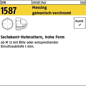 Reyher DIN 1587 Messing galvanisch verchromt Sechskant-Hutmuttern, hohe Form Produktbild img1 L