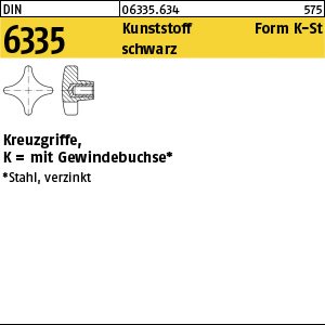 Reyher DIN 6335 Kunststoff Form K-St schwarz Kreuzgriffe, mit Gewindebuchse Produktbild img1 L