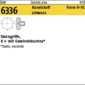 Reyher DIN 6336 Kunststoff Form K-St schwarz Sterngriffe, mit Gewindebuchse Produktbild img1 L