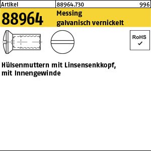 Reyher Artikel 88964 Messing galvanisch vernickelt Hülsenmuttern mit Linsensenkkopf, mit Innengewinde Produktbild img1 L