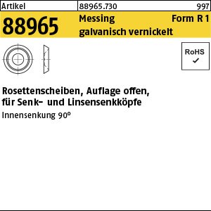 Reyher Artikel 88965 Messing Form R 1 galvanisch vernickelt Rosettenscheiben, Auflage offen, für Senk- und Linsensenkköpfe Produktbild img1 L