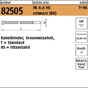 ART 82505 PA 6.6 2,5 x 100/ 22 Kabelbinder, schwarz, T 18R-HS VE=S Produktbild img1 L