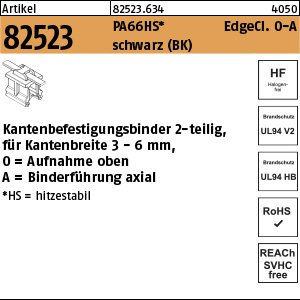 Reyher ART 82523 Befestigungsbinder m. Edgeclip PA66HS schwarz 4,6 x 200 O-A VE=S Produktbild img1 L
