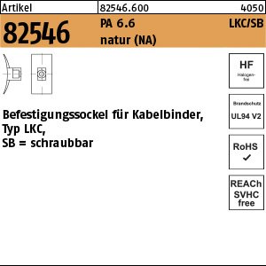 Reyher ART 82546 PA 6.6 B = max. 8 Befestig-Sockel, natur, SB LKC VE=S Produktbild img1 L