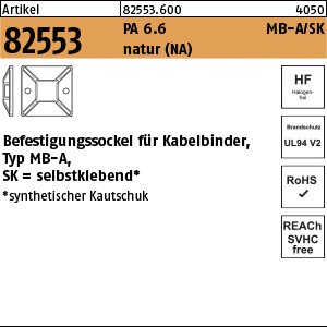 Reyher ART 82553 PA 6.6 B = max. 5,4 Befestig-Sockel, natur, SK MB4A VE=S Produktbild img1 L