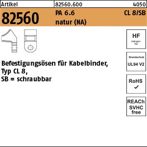 Reyher ART 82560 PA 6.6 B = max. 8 Befestigungsöse, natur, SB CL8 VE=S Produktbild img1 L