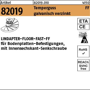 Reyher Artikel 82019 Temperguss FF galvanisch verzinkt LINDAPTER-FLOOR-FAST-FF für Bodenplatten -Befestigungen, mit ISK-Senkschrauben Produktbild img1 L