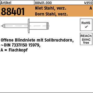 ART 88401 Blindniete St. verz. FLAKO A 6,4 x 12 VE=S Produktbild img1 L