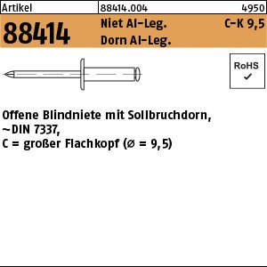 Reyher ART 88414 Blindniete Alu/Alu FLAKO K 9,5 3,2 x 6,1 VE=S Produktbild img1 L