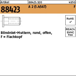 Reyher Artikel 88423 A 2 (1.4567) F Blindniet-Muttern, rund, offen, Flachkopf Produktbild img1 L