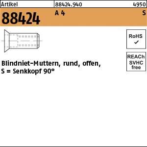 Reyher Artikel 88424 A 4 S Blindniet-Muttern, rund, offen, Senkkopf 90° Produktbild img1 L