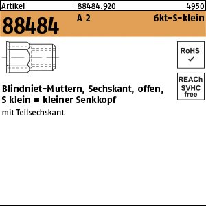 Reyher ART 88484 Blindniet-Mu. A 2 m. 6-kt kl.Seko M 4 / 0,5 - 2,0 VE=S Produktbild img1 L