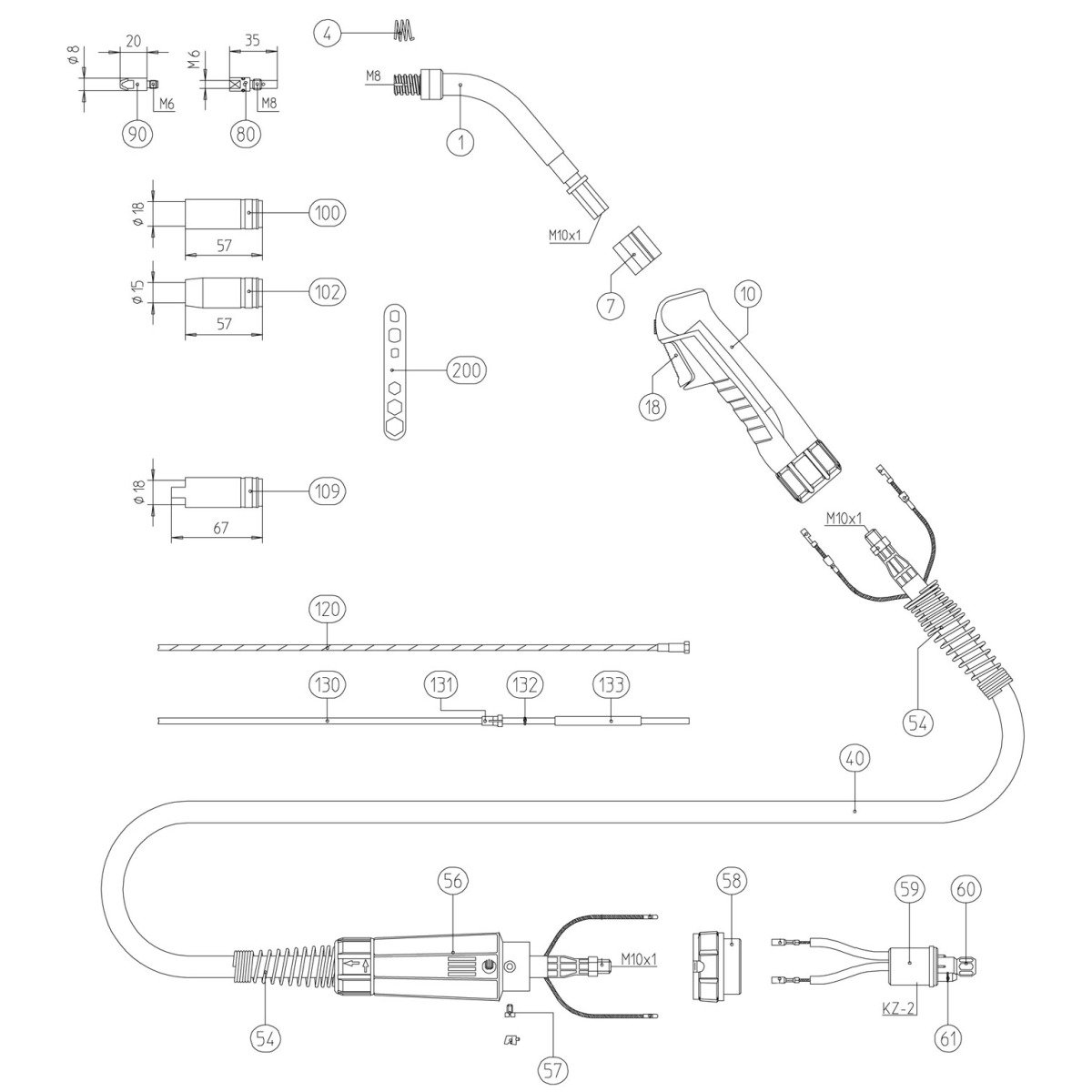 MIG/MAG Schweißbrenner, gaskühlt Rehm MB 24 5m Produktbild img1 L